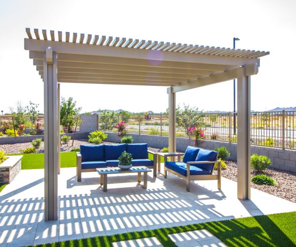 Rear Patio Pergola With Wooden Furniture